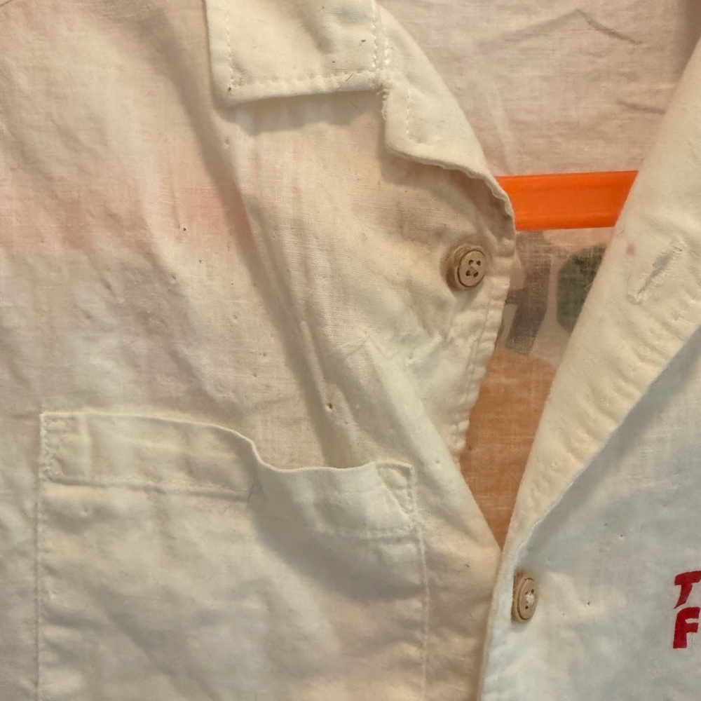 Zara Boys linen White Kids Shirt with Pear Design 3/4t - Picture 3 of 5